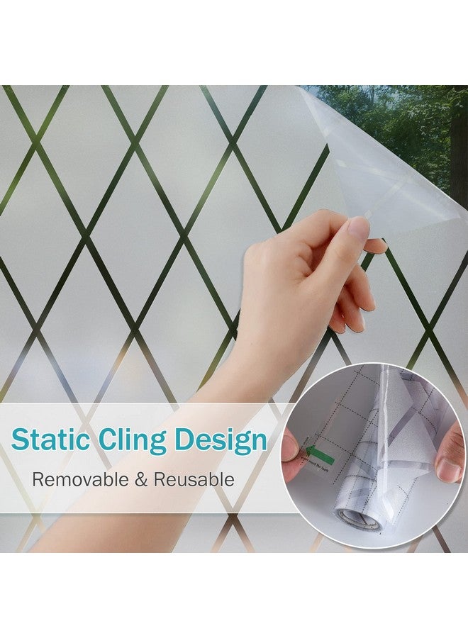 VELIMAX VELIMAX Lattice Frosted Window Film Window Privacy Film Static Cling Window Vinyl Opaque Glass Sticker Non Adhesive Anti-UV 23.6x78.7 inches  - Image 5