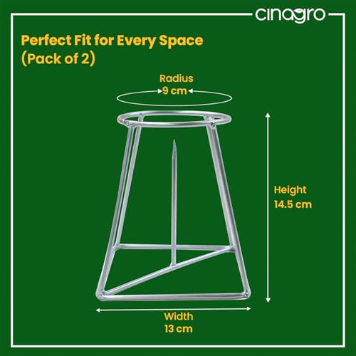 CINAGRO Silver Banana Plant Stand - Pair (Left & Right) for Pooja & Mandir Decor, Rust-Resistant Durable Metal Stand for Banana Stems, Leaf Holder for Temple, Home Festival Decoration Use - Image 3