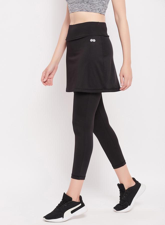 Clovia Black Snug Fit Active Skirt with Attached Tights - Image 4