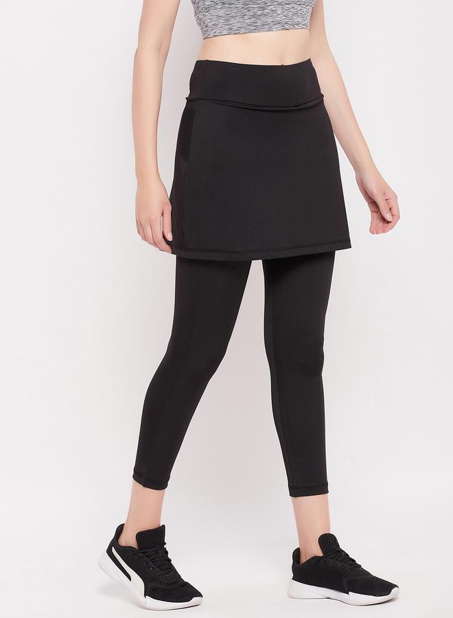 Clovia Black Snug Fit Active Skirt with Attached Tights - Image 5