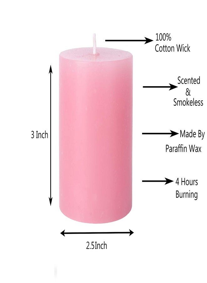 Luces Paraffin Wax Smokeless Scented 2.5"X3" Pink Tall Pillar Candle for Decoretion Pack of 2 - Image 3