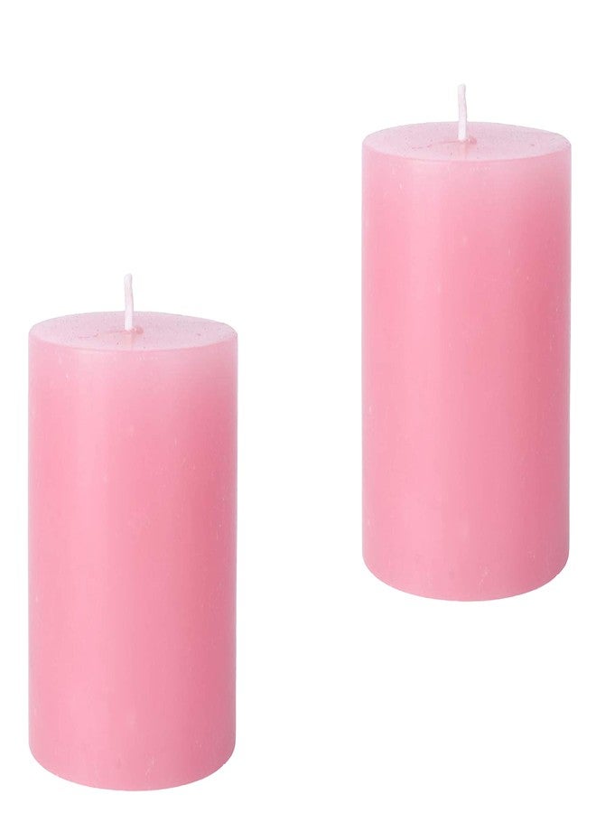 Luces Paraffin Wax Smokeless Scented 2.5"X3" Pink Tall Pillar Candle for Decoretion Pack of 2 - Image 1