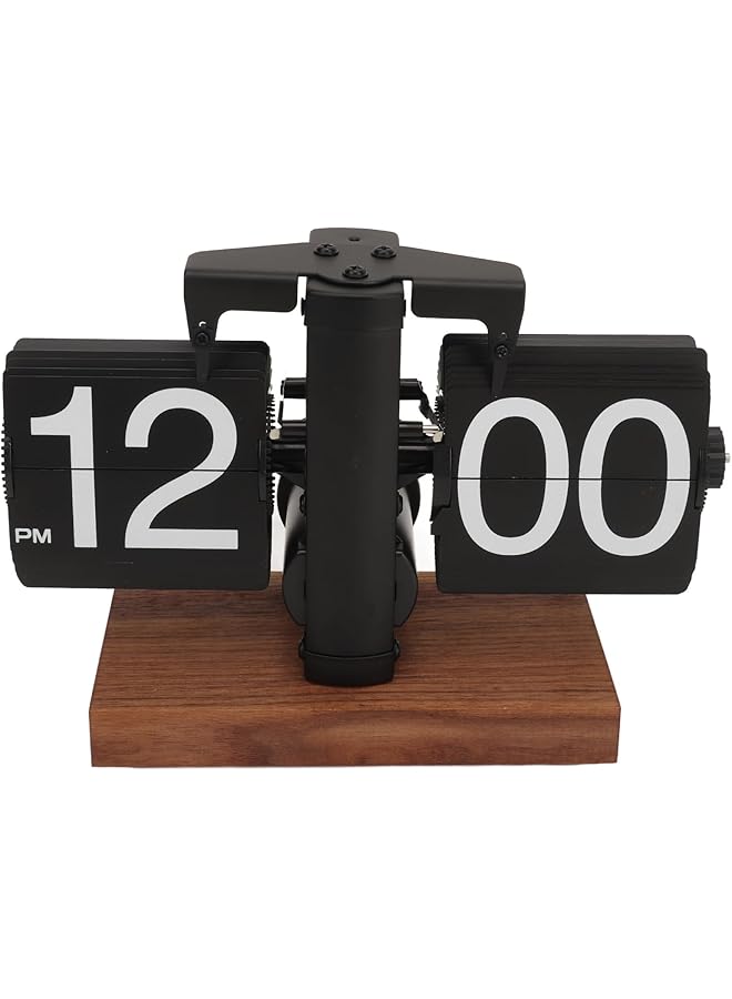 The Bros ساعة رقمية قابلة للطي بتصميم رجعي، ساعة تعمل بالبطارية مع أرقام كبيرة، ساعة ميكانيكية للطاولة للمكتب والمنزل والمدرسة والفندق (أسود) - Image 1