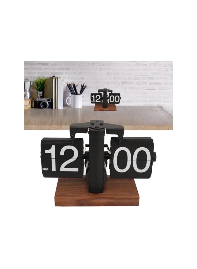 The Bros ساعة رقمية قابلة للطي بتصميم رجعي، ساعة تعمل بالبطارية مع أرقام كبيرة، ساعة ميكانيكية للطاولة للمكتب والمنزل والمدرسة والفندق (أسود) - Image 3