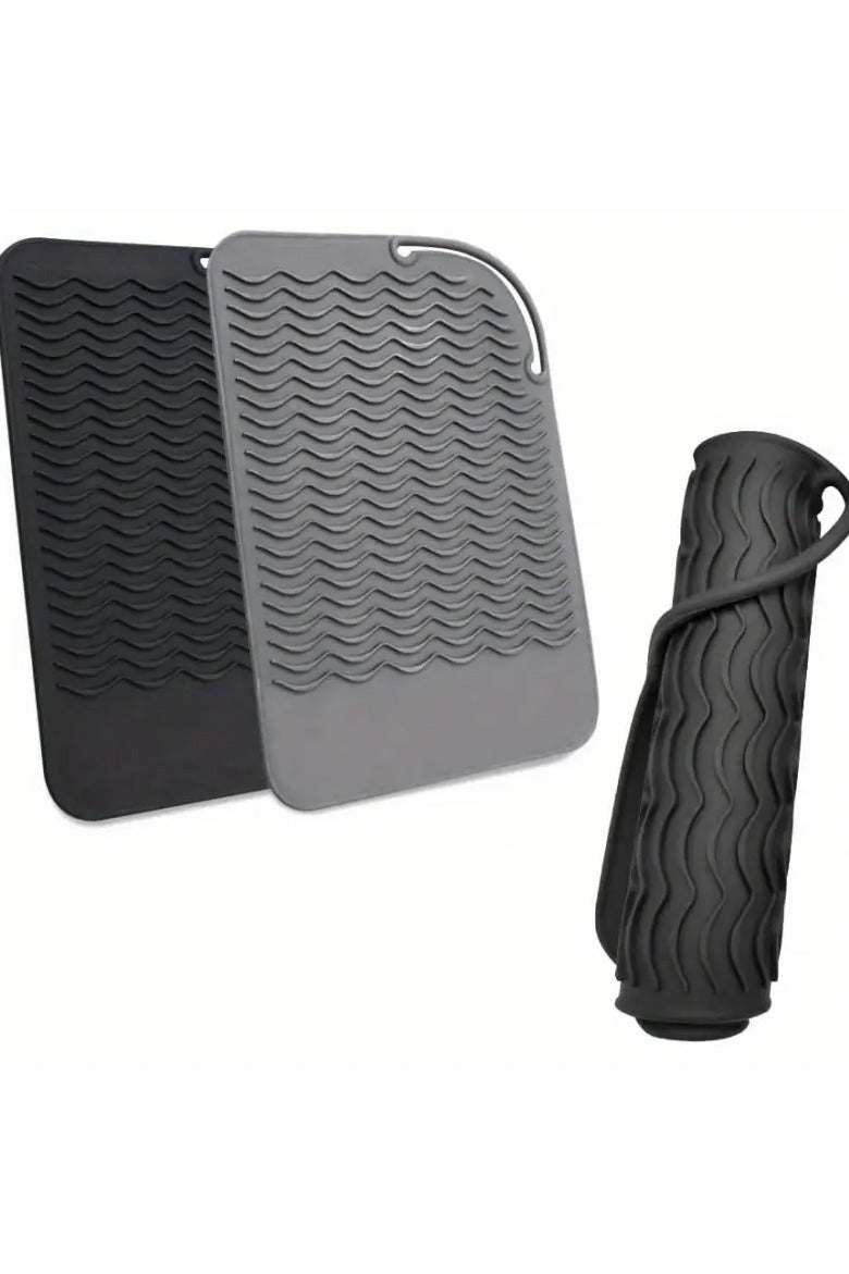 LANGMANNI حصيرة سيليكون مقاومة للحرارة لمكواة التجعيد، مكواة فرد الشعر وعصي التجعيد - قبضة غير قابلة للانزلاق، سطح محكم لتوزيع الحرارة بالتساوي، مثالية لجميع أنواع الشعر، حصيرة سيليكون مقاومة للحرارة - Image 2