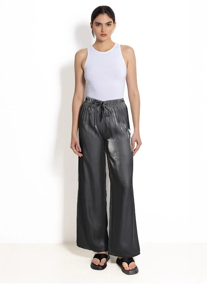 SHAPES SATIN WIDE-LEG TROUSERS