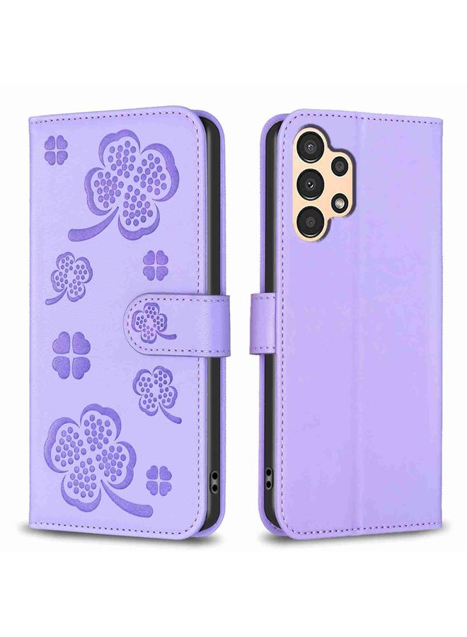 اس-توب جراب لهاتف Samsung Galaxy A72 مصنوع من الجلد المنقوش بأربع أوراق - Image 1