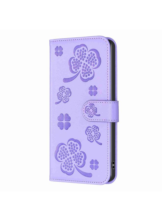 اس-توب جراب لهاتف Samsung Galaxy A72 مصنوع من الجلد المنقوش بأربع أوراق - Image 2