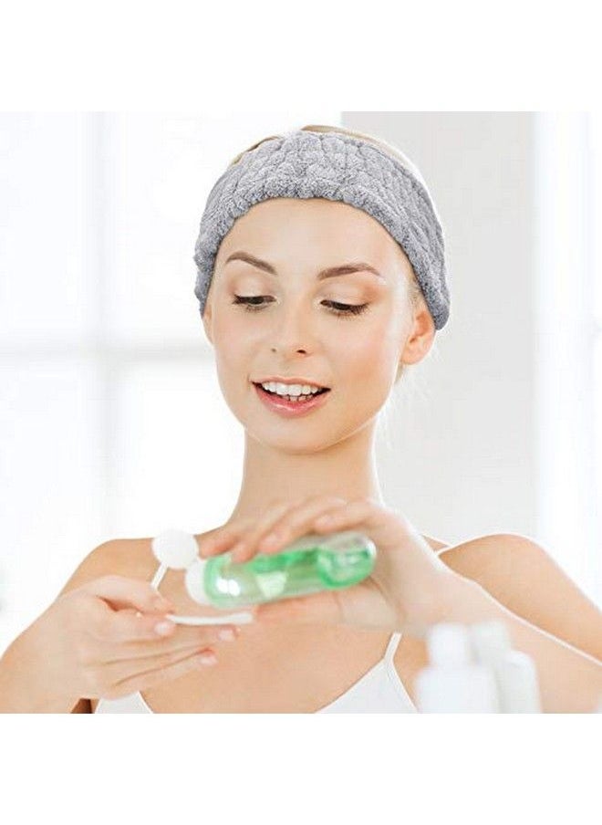 Chuangdi - 3 Pieces Spa Facial Headband For Makeup And Washing Face Terry Cloth Hairband Yoga Sports Shower Facial Elastic Head Band Wrap For Girls And Women (Black White Light Grey) - Image 1