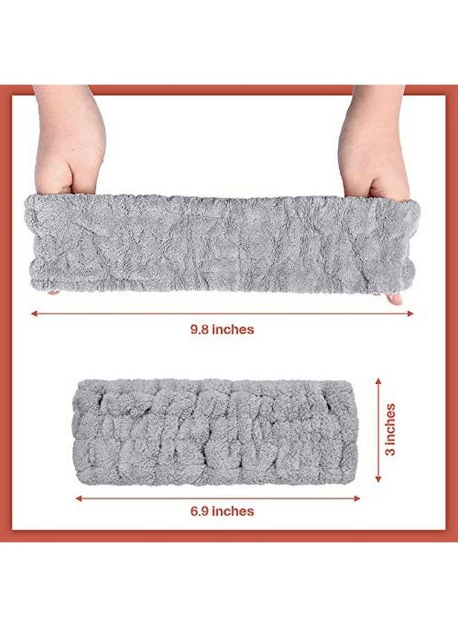 Chuangdi 3 Pieces Spa Facial Headband For Makeup And Washing Face Terry Cloth Hairband Yoga Sports Shower Facial Elastic Head Band Wrap For Girls And Women (Black White Light Grey)  - Image 5
