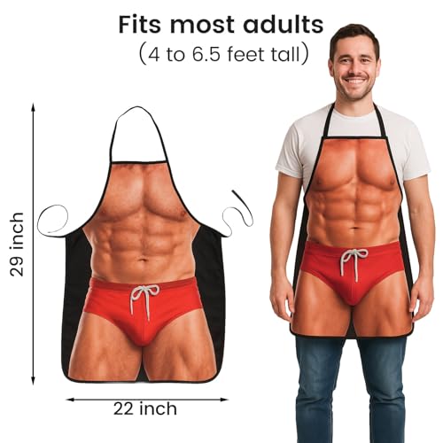 HAKSEN Funny Aprons for Men, Gag Grilling Apron for Men Kitchen Cooking Outdoor Party Barbecue - Image 2