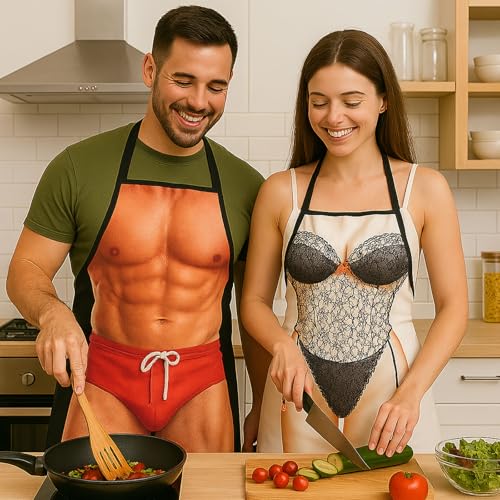 HAKSEN Funny Aprons for Men, Gag Grilling Apron for Men Kitchen Cooking Outdoor Party Barbecue - Image 5