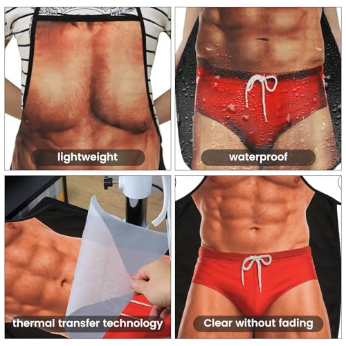 HAKSEN Funny Aprons for Men, Gag Grilling Apron for Men Kitchen Cooking Outdoor Party Barbecue - Image 3