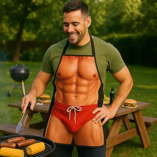 HAKSEN Funny Aprons for Men, Gag Grilling Apron for Men Kitchen Cooking Outdoor Party Barbecue - Image 4
