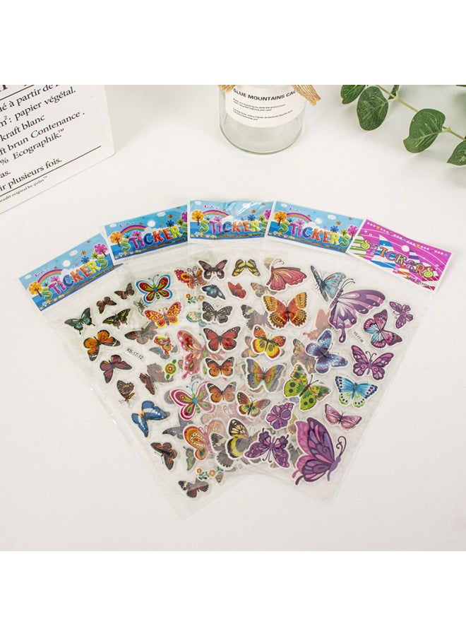 اكس اس ملصقات كرتونية مجسمة فقاعية، ملصقات مكافأة لرياض الأطفال، ملصقات لاصقة على شكل فراشات حب كرتونية، ملصقات مجسمة ثلاثية الأبعاد للأطفال - Image 1