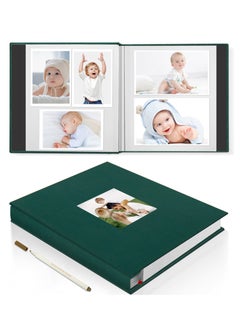 HomarKet Large Photo Album Scrapbook with Window, Linen Self Adhesive Scrapbook Album, Wedding Anniversary Birthday Valentines Day, 28cm x 27cm 40 Blank Pages Memory Book with A Metallic Pen Green  - Image 1