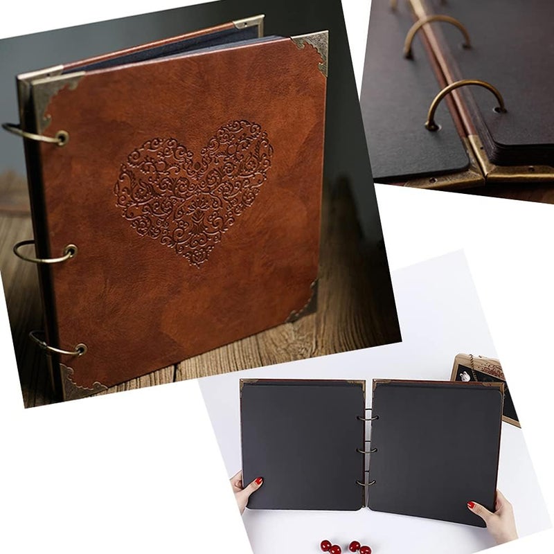 ADVcer 10 Sheets Double Sided 25x26cm Refill Pages - Acid Free Thick Extra Craft Paper Only 25x25cm Three Ring Loose Leaf Binder Photo Album Scrapbook Black - Image 4