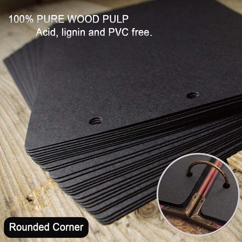ADVcer 10 Sheets Double Sided 25x26cm Refill Pages - Acid Free Thick Extra Craft Paper Only 25x25cm Three Ring Loose Leaf Binder Photo Album Scrapbook Black - Image 3
