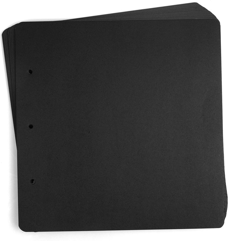 ADVcer 10 Sheets Double Sided 25x26cm Refill Pages - Acid Free Thick Extra Craft Paper Only 25x25cm Three Ring Loose Leaf Binder Photo Album Scrapbook Black - Image 1