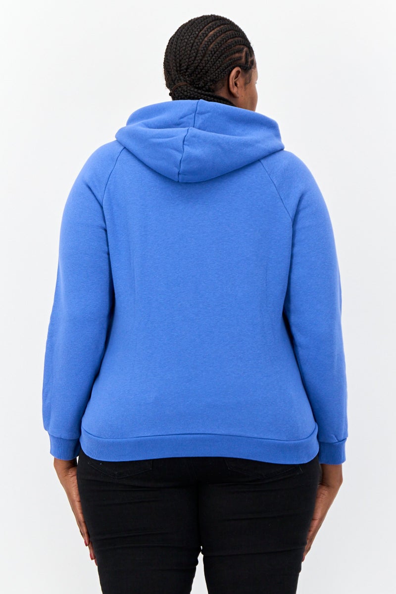ESPRIT Women Brand Logo Long Sleeves Hoodie, Blue - Image 3