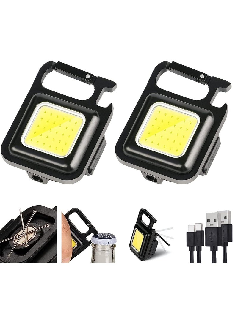 ELTRAZONE Small Mini COB Pocket Magnetic Flashlights Powerful 500 High Lumens Bright Rechargeable Keychain Work Light Flashlight Pack 2 - Image 1