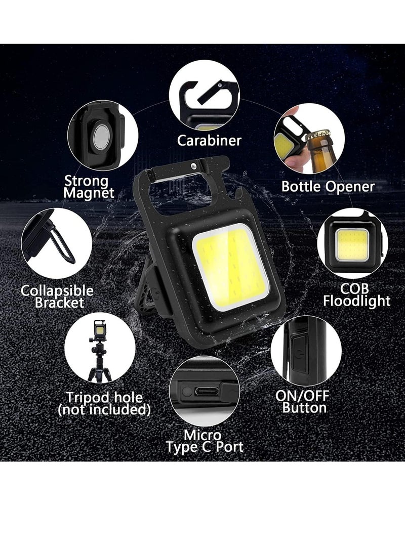 ELTRAZONE Small Mini COB Pocket Magnetic Flashlights Powerful 500 High Lumens Bright Rechargeable Keychain Work Light Flashlight Pack 2 - Image 2