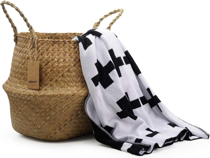 DOKOT Seagrass Plant Basket with Handles, Wicker Woven Storage Basket, 9.5inch Diameter x 11inch Height - Image 2