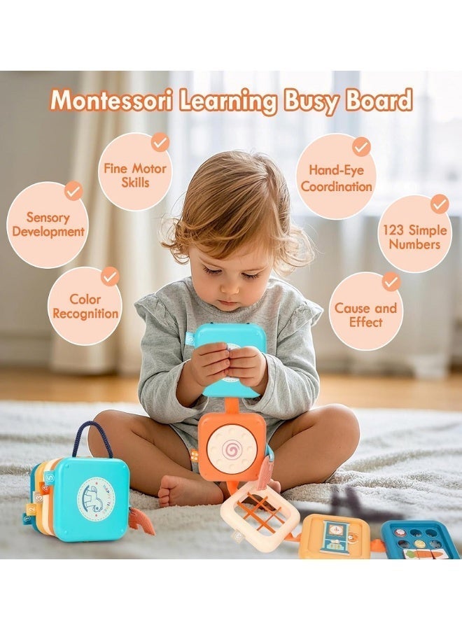 SUZZ Montessori Sensory Toys for 18+ month, Toddlers Busy Board Baby Cube Toys Gifts for Boy and Girl, Airplane/Plane/Car Travel Activities Toys Learning Education Baby Toy - Image 4
