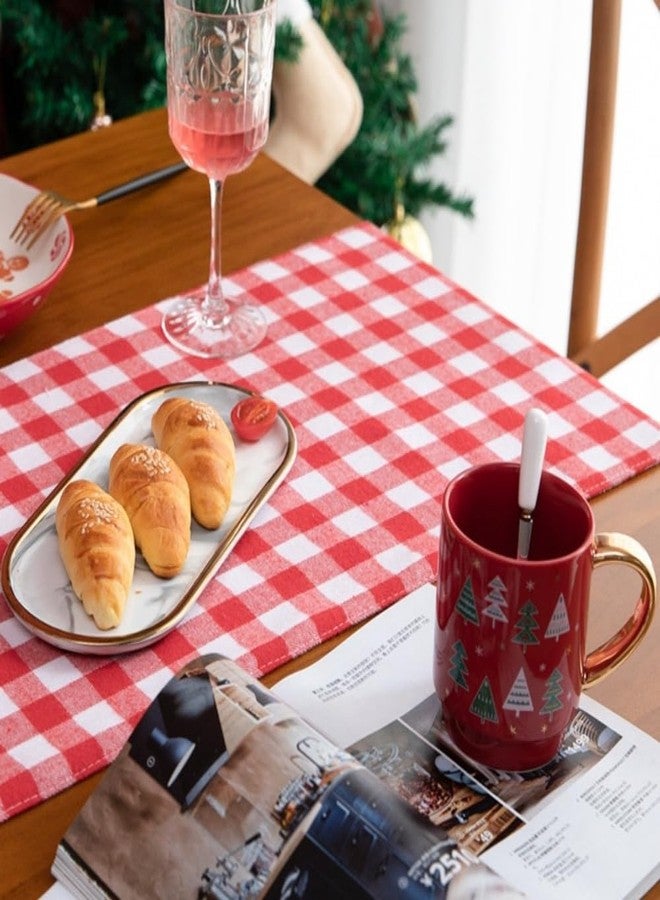 Celbon Home Linen Gingham Check Table Runner Cotton&Line Red Burgundy Checkered Table Runner Kitchen Dining Table Decoration Cover Perfect for Home Kitchen and Events (12x87 Inches) - Image 5