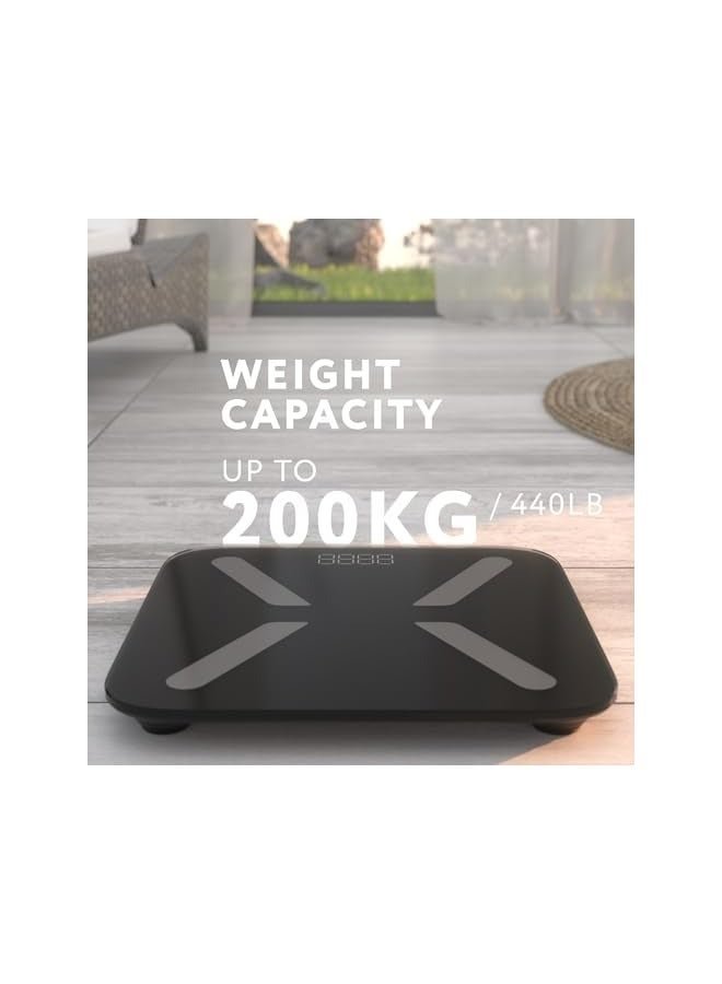 PROMASS Smart Body Weight Scale - Digital Scales for bathroom use - 14 Different Parameters - 440lb - Black - Image 2