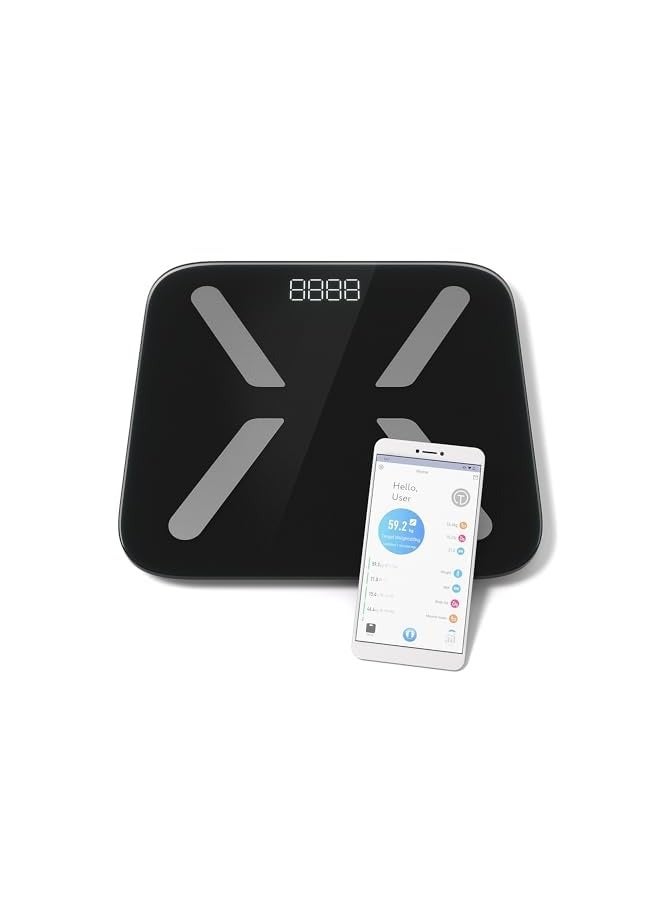 PROMASS Smart Body Weight Scale - Digital Scales for bathroom use - 14 Different Parameters - 440lb - Black - Image 1