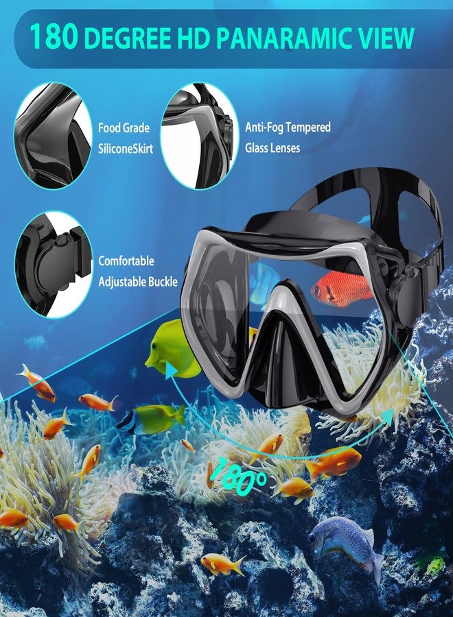 wutrye Mask Fin Snorkel Set, Snorkeling Gear for Adults Dry Top Snorkel Panoramic View Mask - Image 2