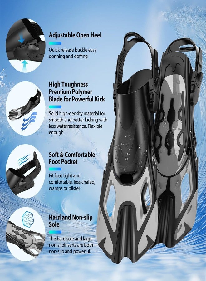 wutrye Mask Fin Snorkel Set, Snorkeling Gear for Adults Dry Top Snorkel Panoramic View Mask - Image 4