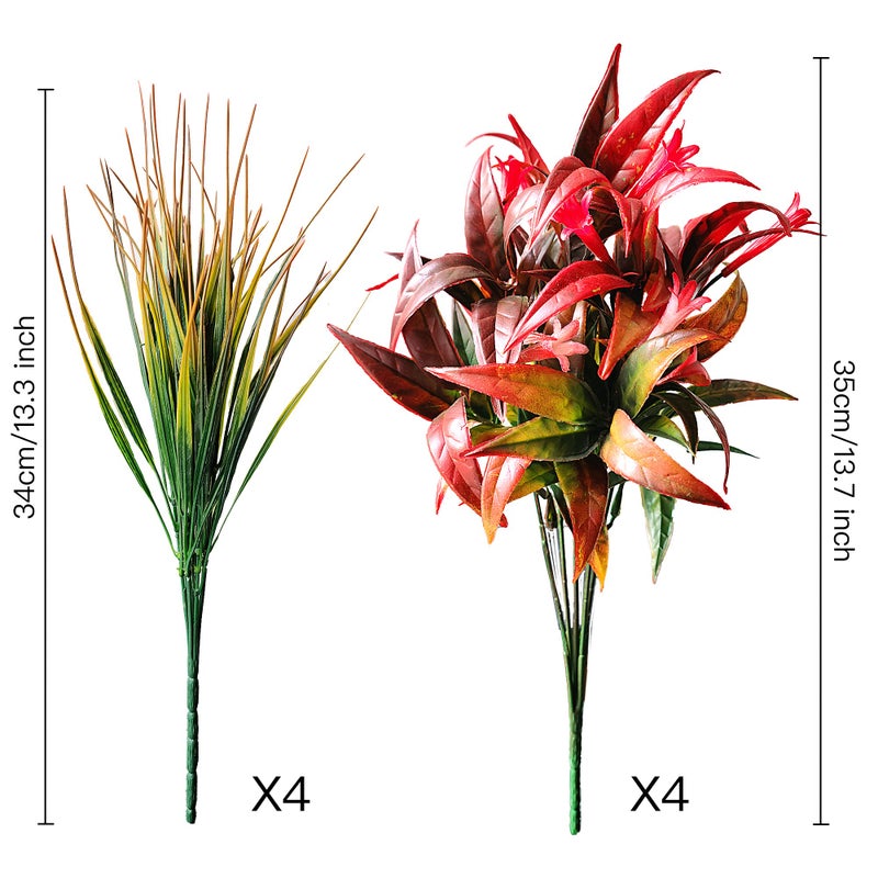 AUMVEYI 8 Bundles Artificial Plants Bushes Outdoor UV Resistant Fake Flowers Grass Bulk Faux Plastic Greenery for Fall Winter Summer Outside Window Box Planter Front Porch Yard Floral Arrangements - Image 2