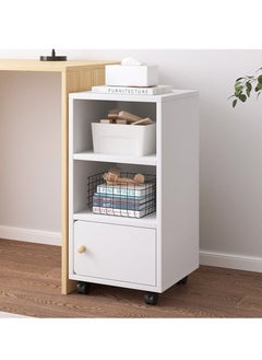 3-Layer Simple Style Sofa Side End Table with Drawer and Wheels