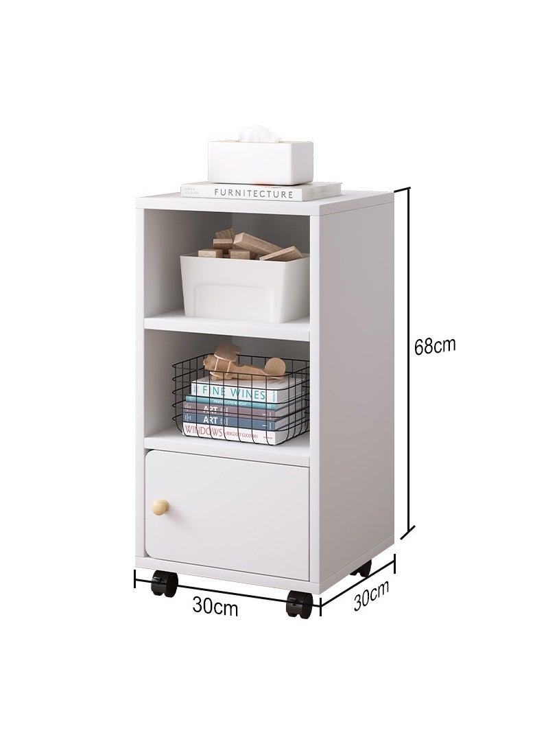 XiuWoo - 3-Layer Simple Style Sofa Side End Table with Drawer and Wheels - Image 1