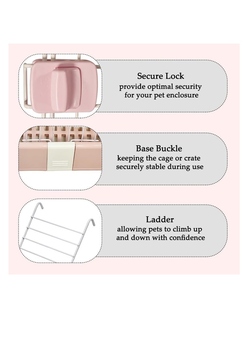 أن ان سي بيتس قفص قطط متعدد المستويات مع منحدرات متدرجة، أرضيات واسعة، صينية قابلة للإزالة وأبواب رئيسية مع قفل آمن، حظيرة لعب للقطط بطول 145 سم للاستخدام الداخلي والخارجي، سهل التنظيف وقفص قطط موفر للمساحة (وردي) - Image 3