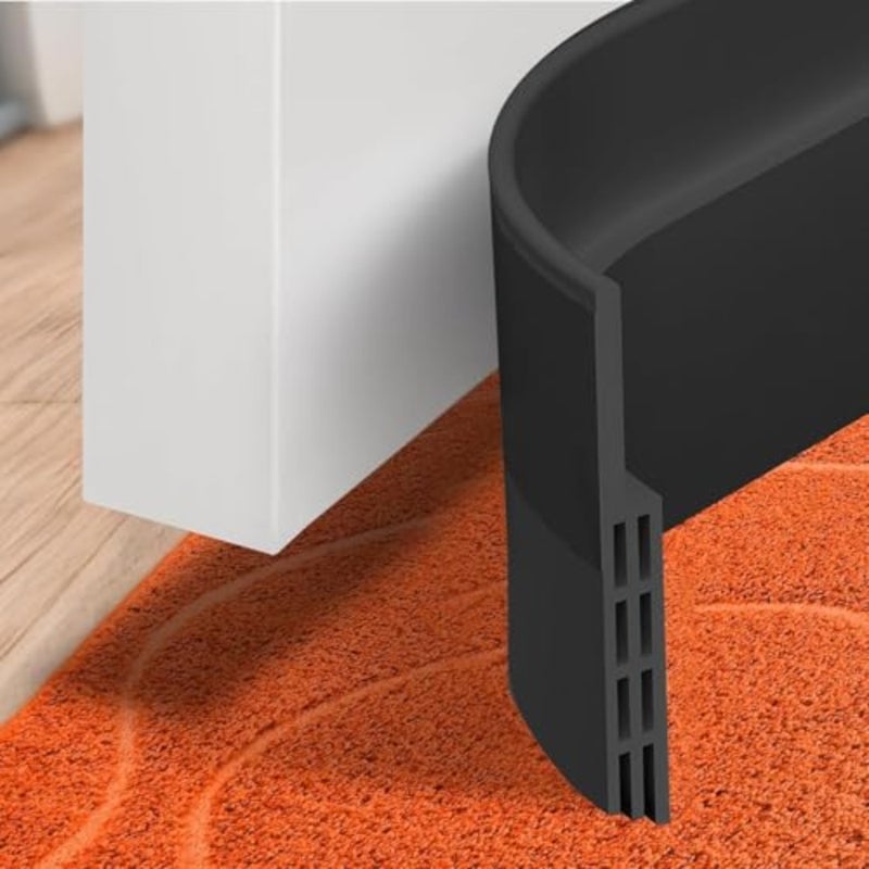 STROESLA 3-Layer مسودة باب سدادة، شريط ختم الباب، مانع مسودة لاصق للأبواب الخارجية الداخلية، مانع مسودات تحت الباب، أسفل باب عازل للصوت، تجريد الطقس، حشو الفجوات باللون الأسود - Image 1