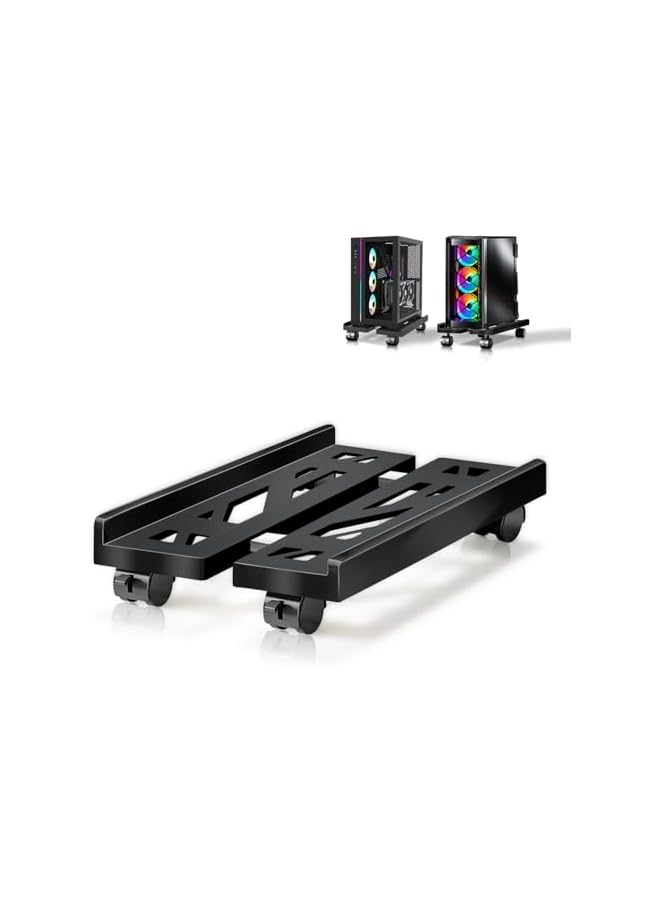 jaexest Mobile CPU Cart, Adjustable Computer Holder with Locking Caster Wheels - Black - Image 1
