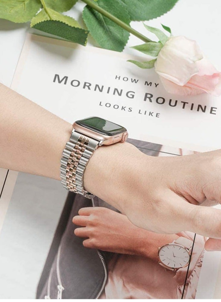 ELTRAZONE سوار بديل متوافق مع ساعة آبل 44 مم / 42 مم حزام فولاذي مقاوم للصدأ سوار معدني لساعة آبل سلسلة 7 6 5 4 3 2 SE (فضي) - Image 4