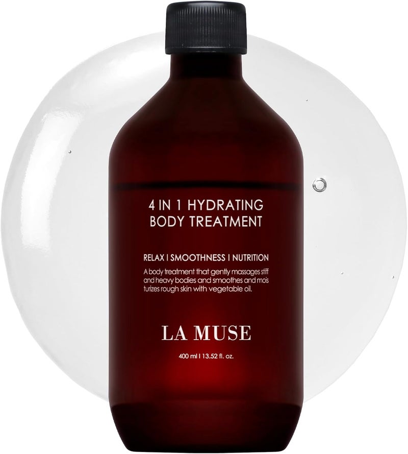 LA MUSE 4-in-1 Hydrating Body Treatment 13.5 fl oz - Moisturizing Barrier with Natural Oils & Calming Aromatherapy | Fast-Absorbing, Non-Sticky Formula | Paraben-Free, For Sensitive Skin & All Seasons