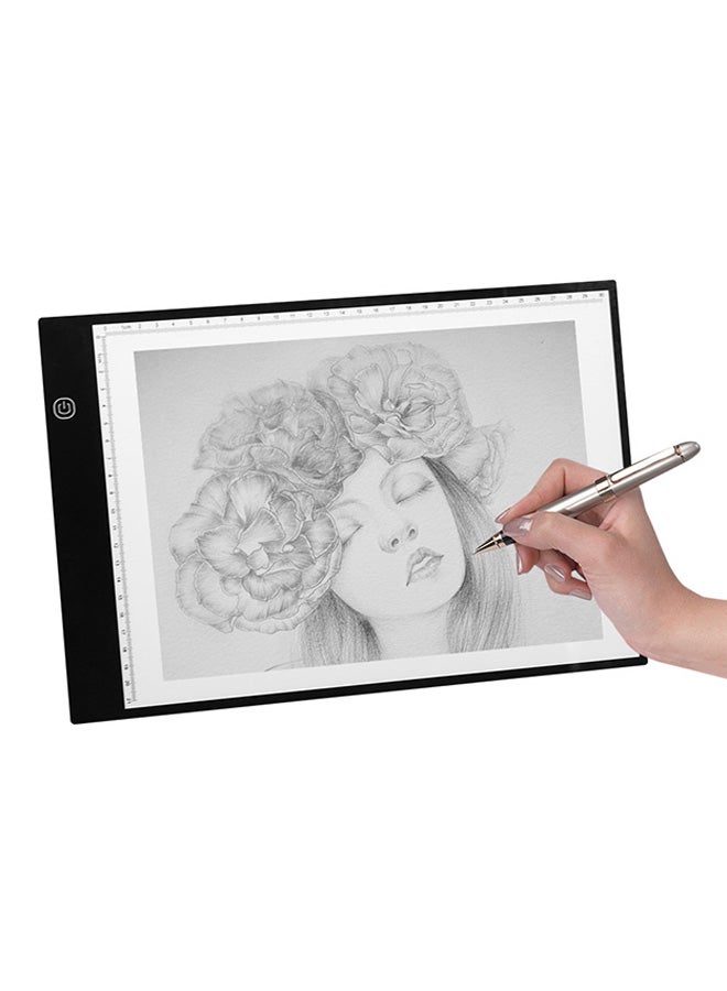 إسكدنيا لوح خطاط للنسخ والرسم على ورق قياس A4 ومزود بمصباح LED أسود - Image 1