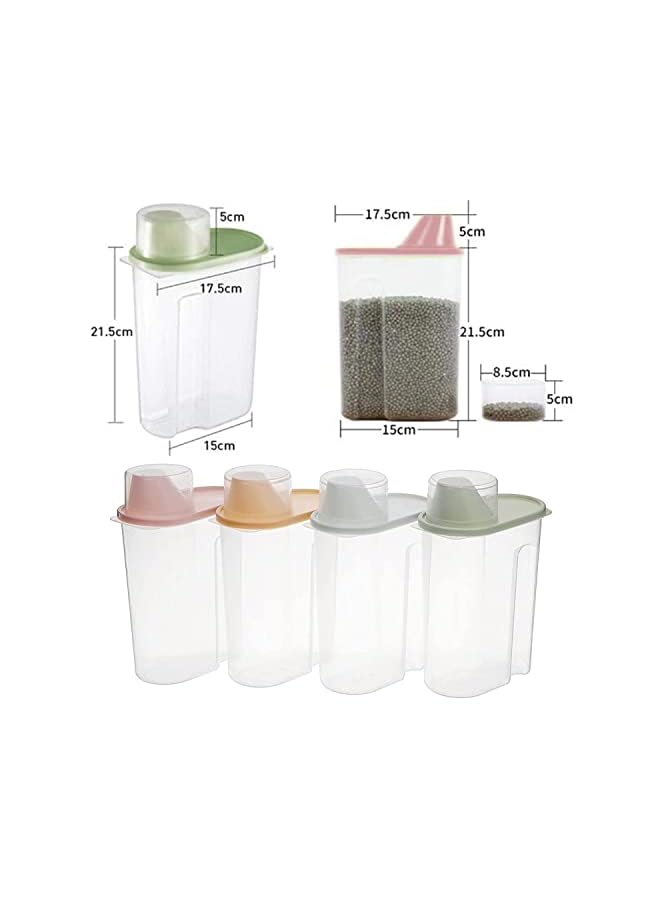 Premify مجموعة حاويات حبوب 4 قطع | سعة 2.5 لتر / 2 كجم حاوية تخزين طعام محكمة الإغلاق | حاوية تخزين أرز بلاستيكية خالية من BPA + كوب قياس وفتحة صب - Image 3