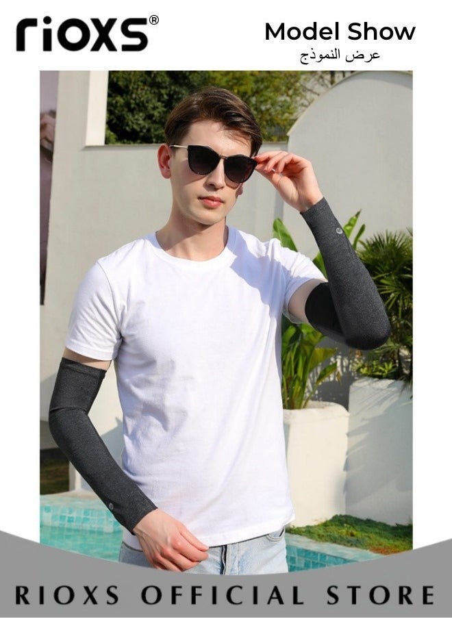 RIOXS - Ice Silk Mask And Sunscreen Arm Sleeves Set,Cooling Face Neck Mask And Compression Sleeves For UV/Wind Protection Wind,Men's Women's Balaclava Face Mask,Full Head Mask Arm Sleeves Set For Cycling Skiing Motorcycle - Image 1