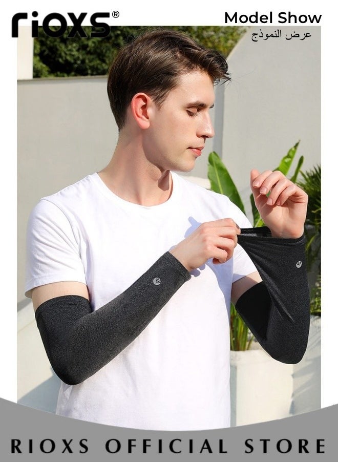 RIOXS - Ice Silk Mask And Sunscreen Arm Sleeves Set,Cooling Face Neck Mask And Compression Sleeves For UV/Wind Protection Wind,Men's Women's Balaclava Face Mask,Full Head Mask Arm Sleeves Set For Cycling Skiing Motorcycle - Image 1