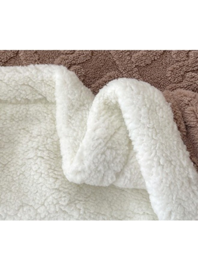 ميكسد بطانية على الوجهين بطانية بسيطة بلون سادة بتصميم جاكار ثلاثي الأبعاد على السطح بطانية ناعمة ودافئة مسامية ودافئة 180 * 200 سم بني - Image 5