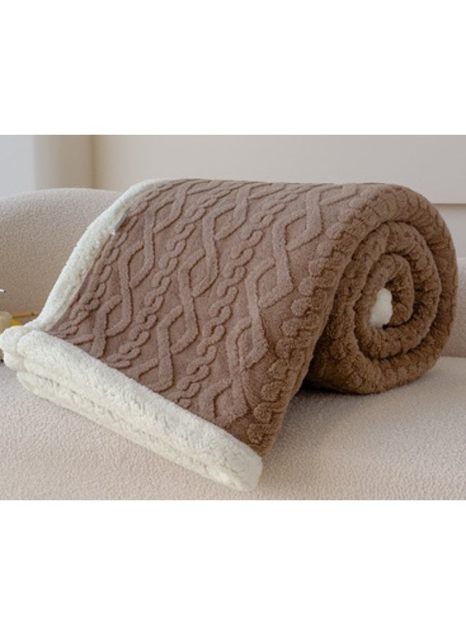 ميكسد بطانية على الوجهين بطانية بسيطة بلون سادة بتصميم جاكار ثلاثي الأبعاد على السطح بطانية ناعمة ودافئة مسامية ودافئة 180 * 200 سم بني - Image 4