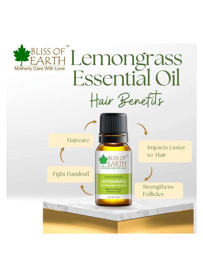 BLISS OF EARTH 100% Pure Steam Distilled Lemongrass Essential Oil 10ml Pack of 2 - Image 4
