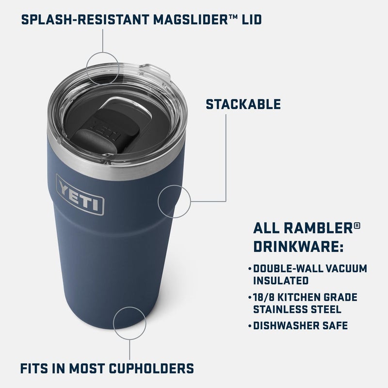 YETI Rambler 20 oz Stackable Tumbler, Stainless Steel, Vacuum Insulated with MagSlider Lid, Seafoam - Image 4