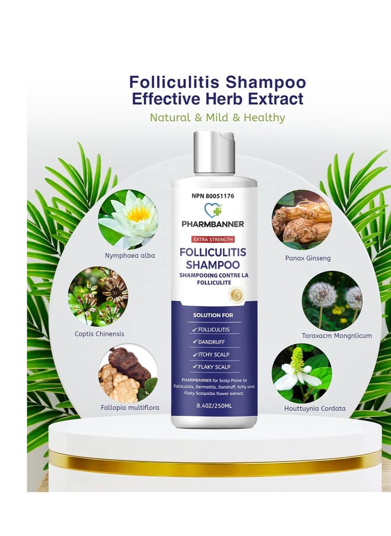 Anti-Fungal Shampoo for Folliculitis, Seborrheic Dermatitis, Scalp Psoriasis - Relieves Itchy & Dry Scalp
